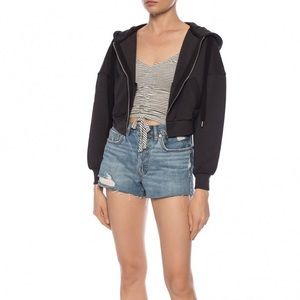 Cropped Allsaints Quince Hoodie washed black
